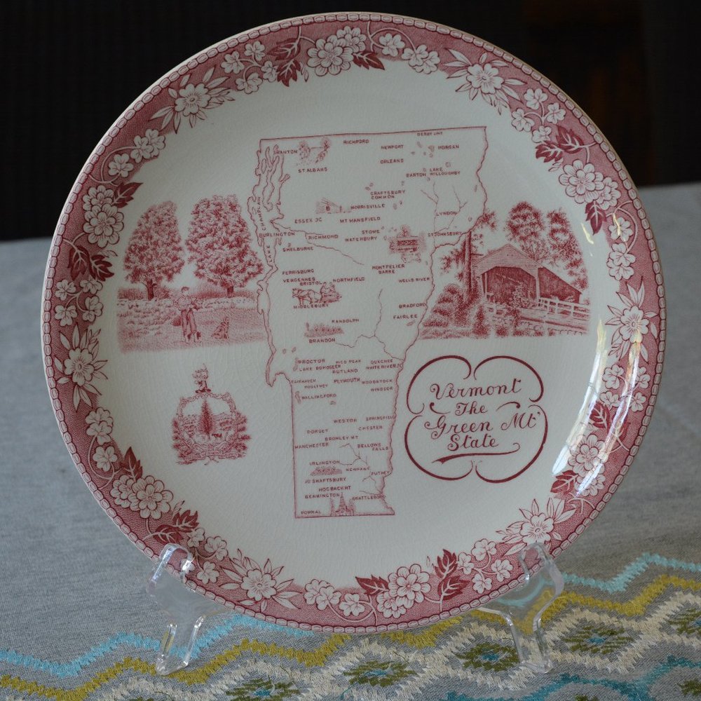 Map of Vermont Collector's Plate by British Anchor